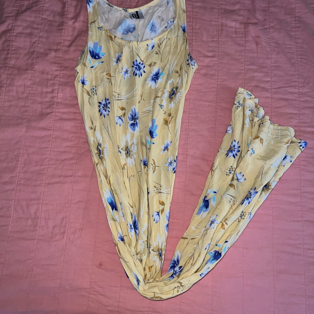 Floral Yellow and Blue Maxi Dress